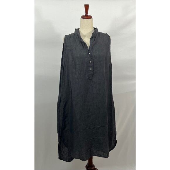 SOUTH STREET LINEN SOST Sz 3 XL 18/20 Charcoal Gray Sleeveless Jane Linen Tunic - Picture 7 of 10